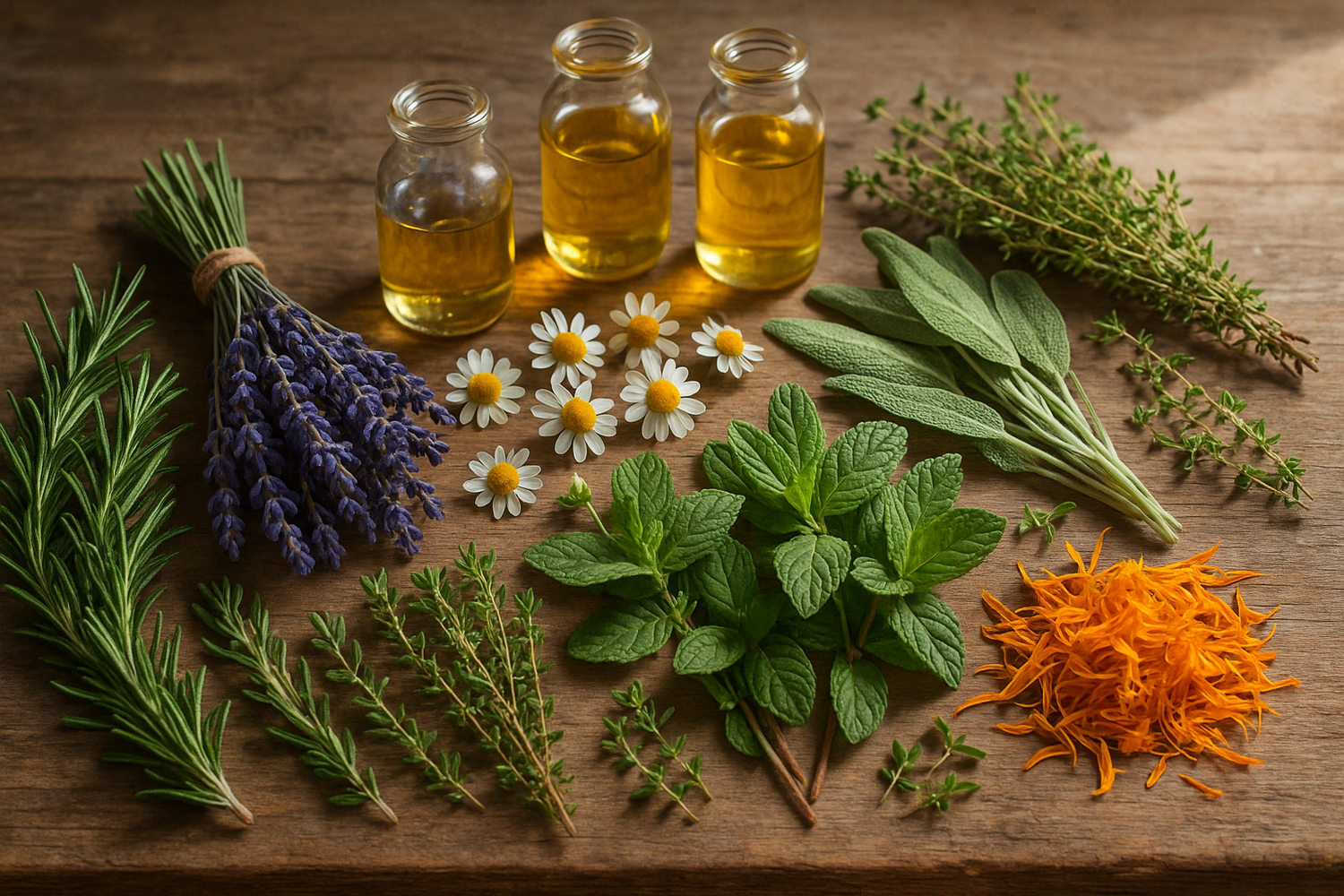 Image of herbs used to infuse body and hair oils 
